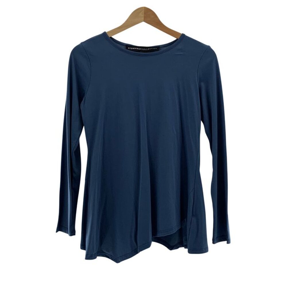 Stowaway Women Maternity Split Hem Top Blue L